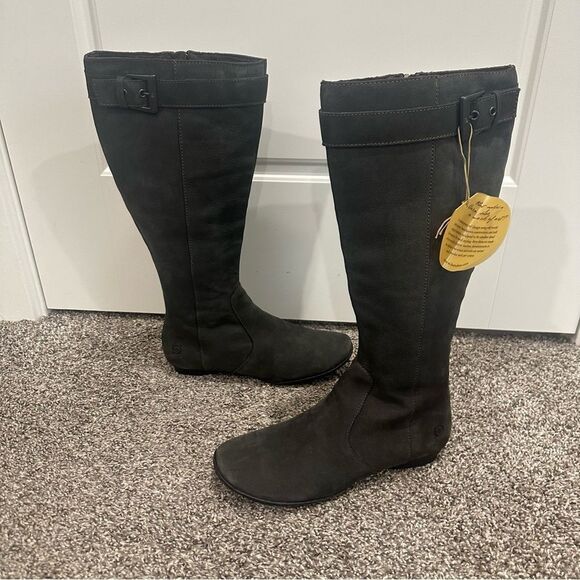 Born Suede Tall Riding Boots Full Zipper & Buckle Women Sz 6 US 36.5 EU EUC - Picture 1 of 12
